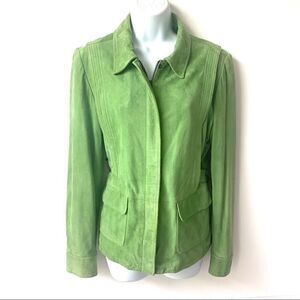 Michael KORS Green Suede Zip Jacket W/ pockets